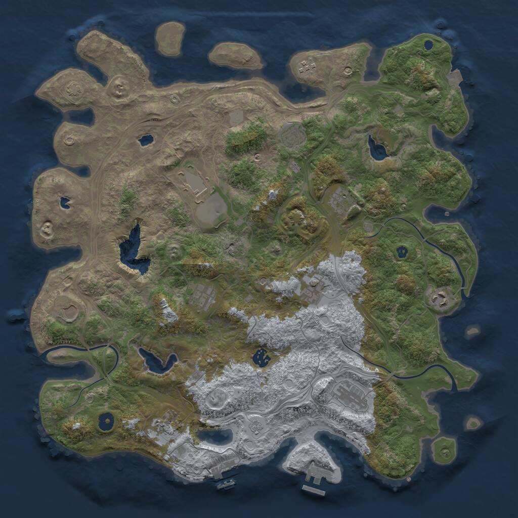 Rust Map: Procedural Map, Size: 4500, Seed: 1943229134, 17 Monuments