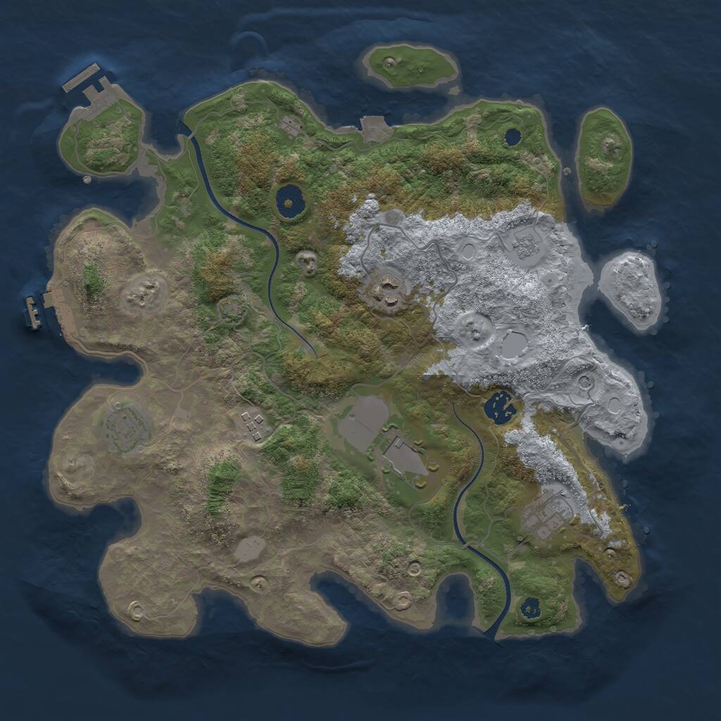 Rust Map: Procedural Map, Size: 3500, Seed: 937633385, 12 Monuments