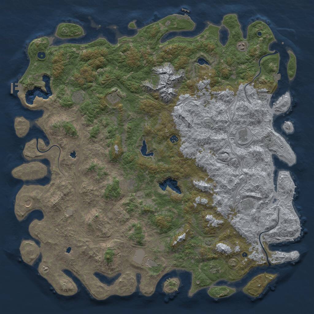 Rust Map: Procedural Map, Size: 6000, Seed: 65132, 17 Monuments