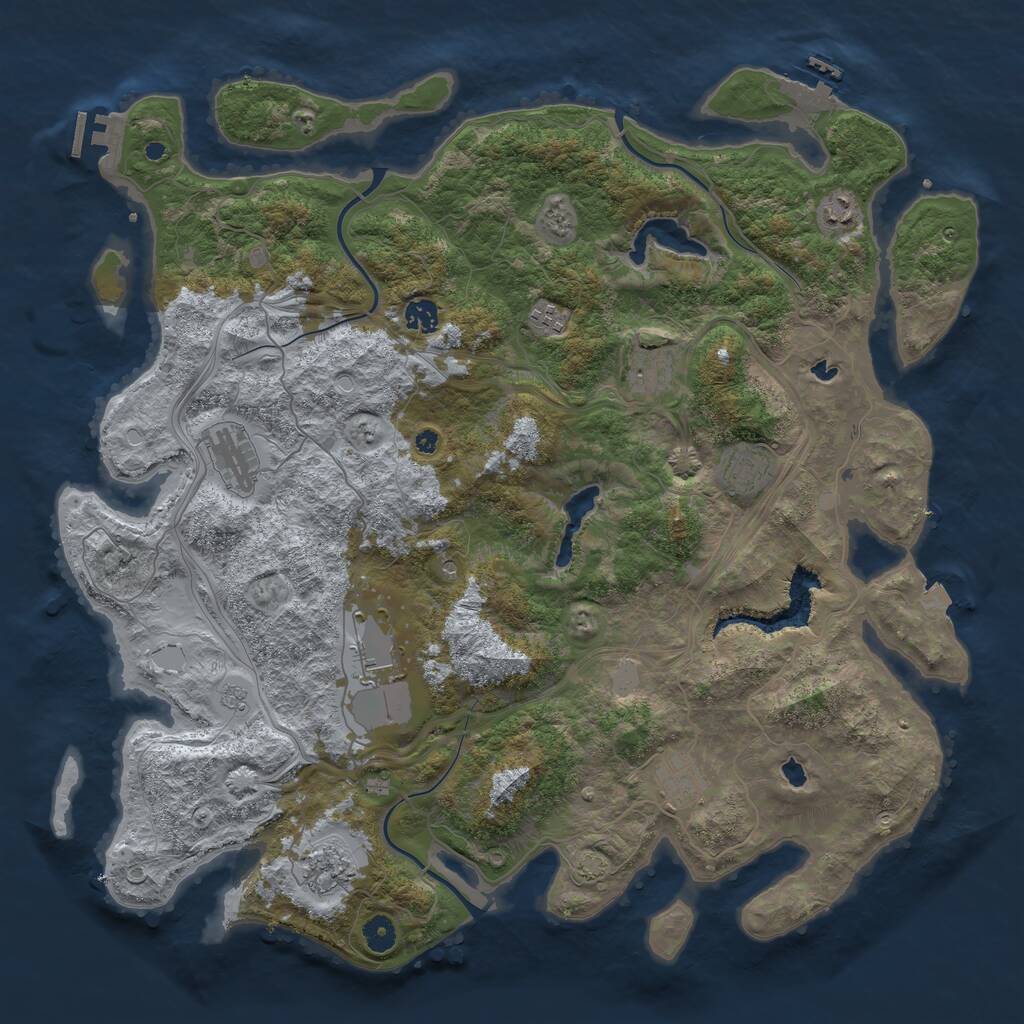 Rust Map: Procedural Map, Size: 4500, Seed: 635412504, 15 Monuments