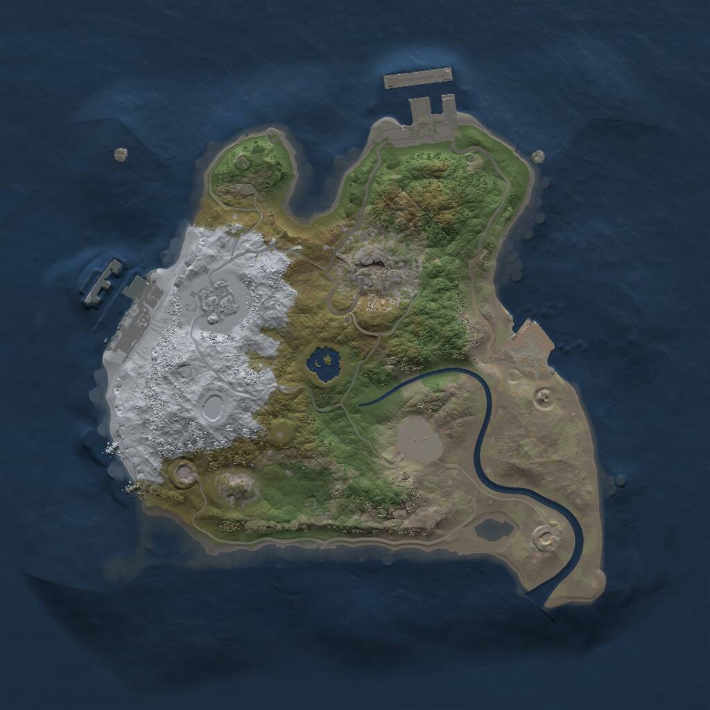 Rust Map: Procedural Map, Size: 2100, Seed: 1664034543, 4 Monuments