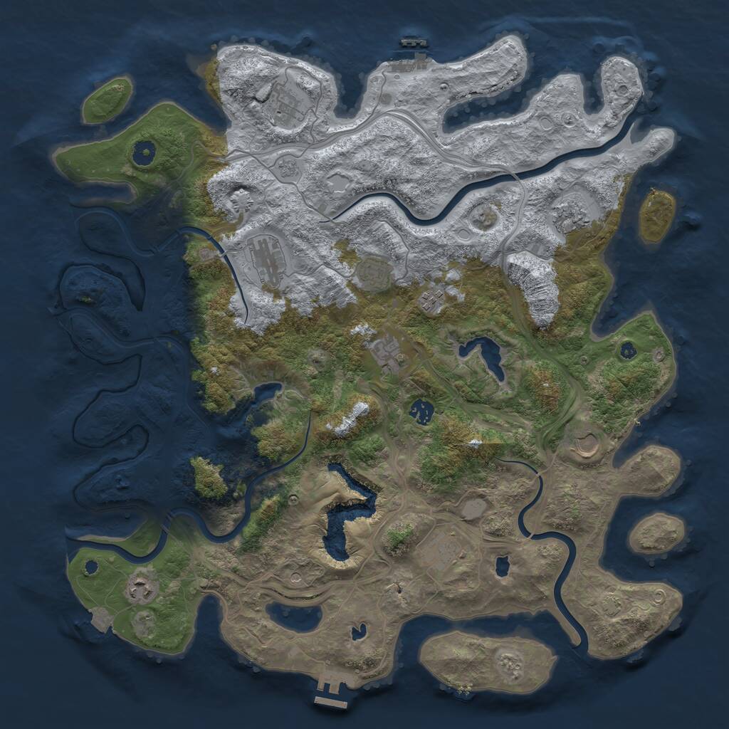 Rust Map: Procedural Map, Size: 4500, Seed: 786412345, 16 Monuments