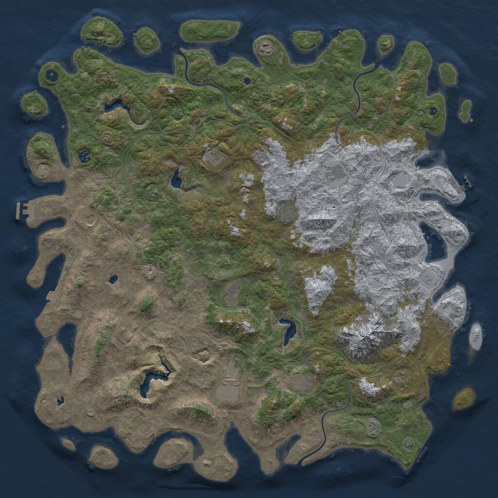 Rust Map: Procedural Map, Size: 6000, Seed: 515367952, 17 Monuments