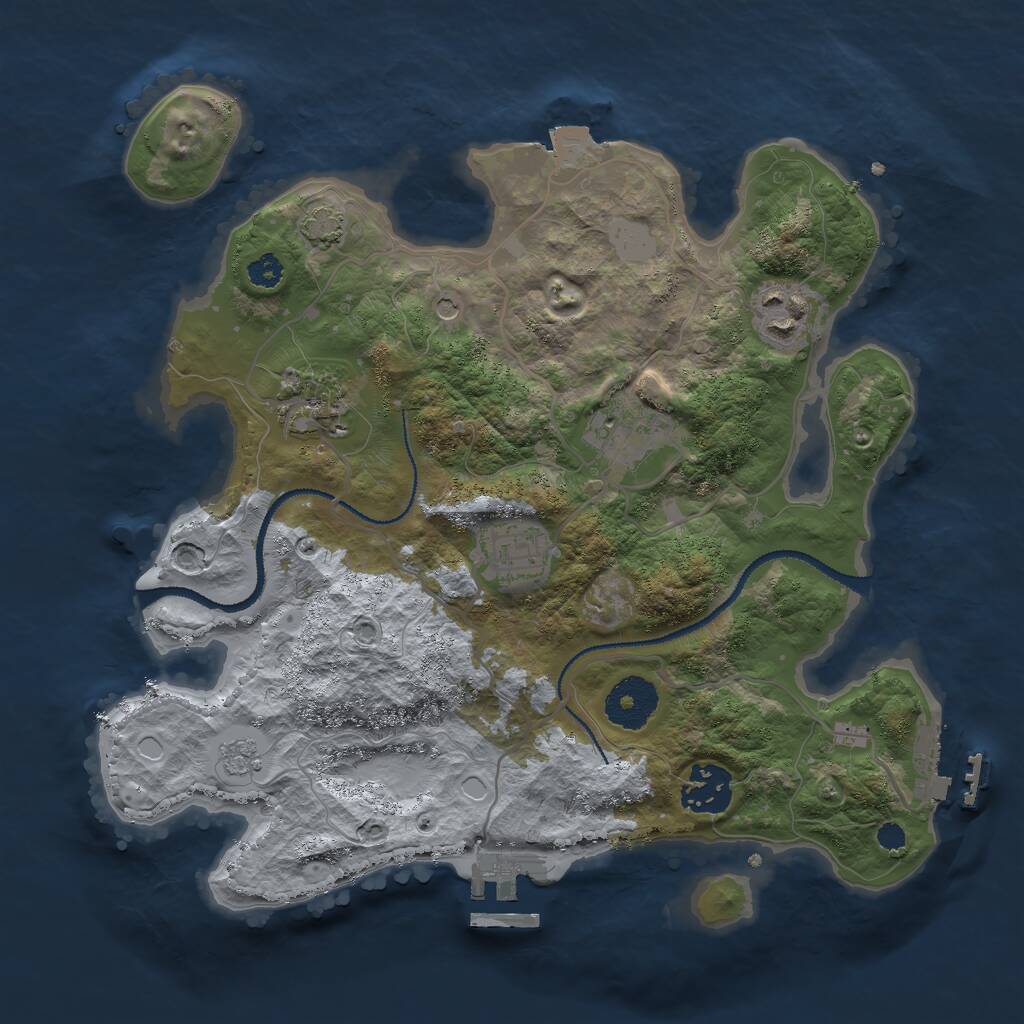 Rust Map: Procedural Map, Size: 3000, Seed: 1177598219, 11 Monuments
