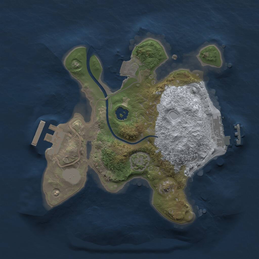 Rust Map: Procedural Map, Size: 2000, Seed: 5478245, 4 Monuments