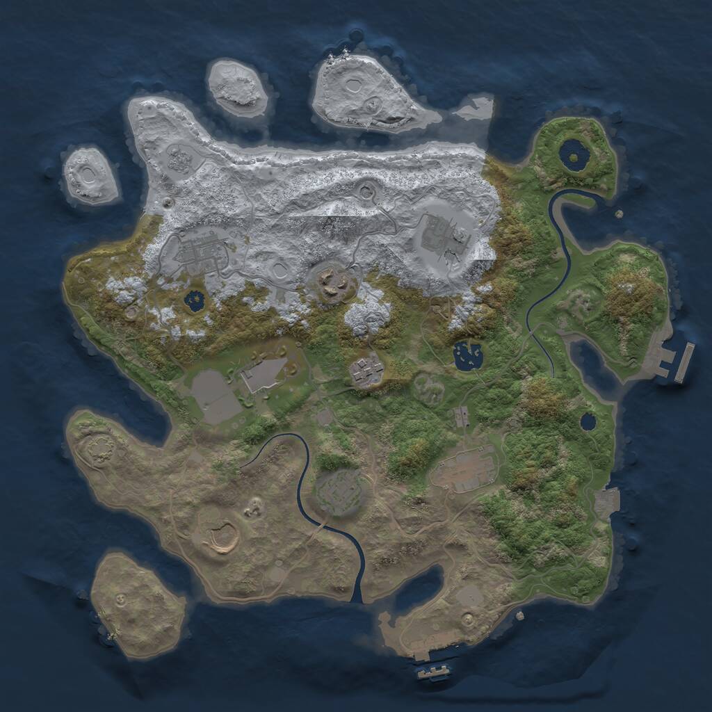 Rust Map: Procedural Map, Size: 3500, Seed: 1569715733, 15 Monuments