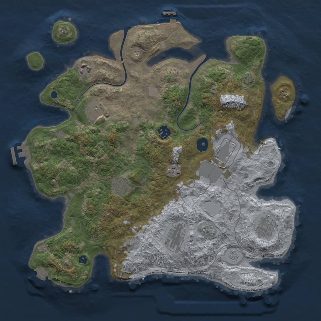 Rust Map: Procedural Map, Size: 3750, Seed: 1065853198, 14 Monuments