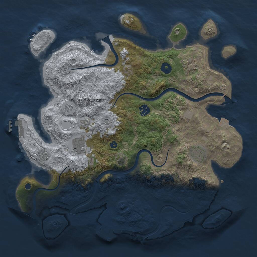 Rust Map: Procedural Map, Size: 3500, Seed: 481976, 11 Monuments