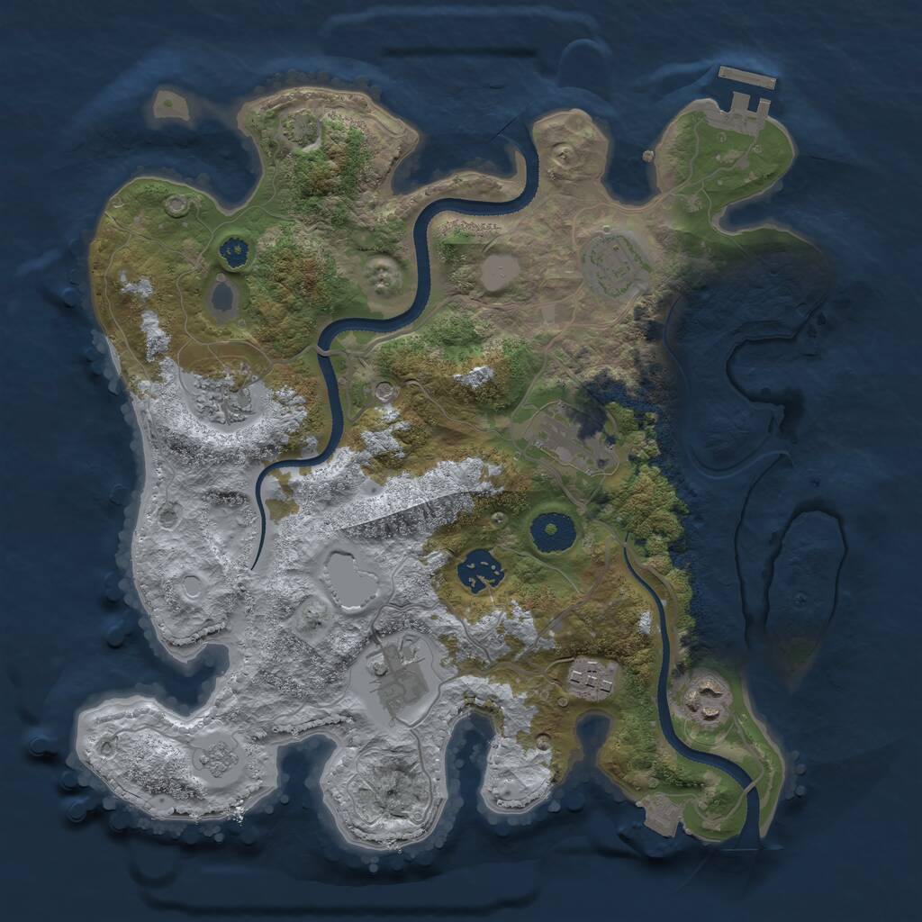 Rust Map: Procedural Map, Size: 3250, Seed: 1766924171, 12 Monuments