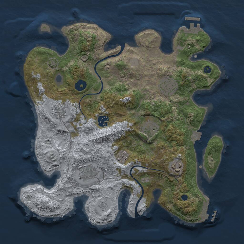 Rust Map: Procedural Map, Size: 3250, Seed: 1766924171, 12 Monuments