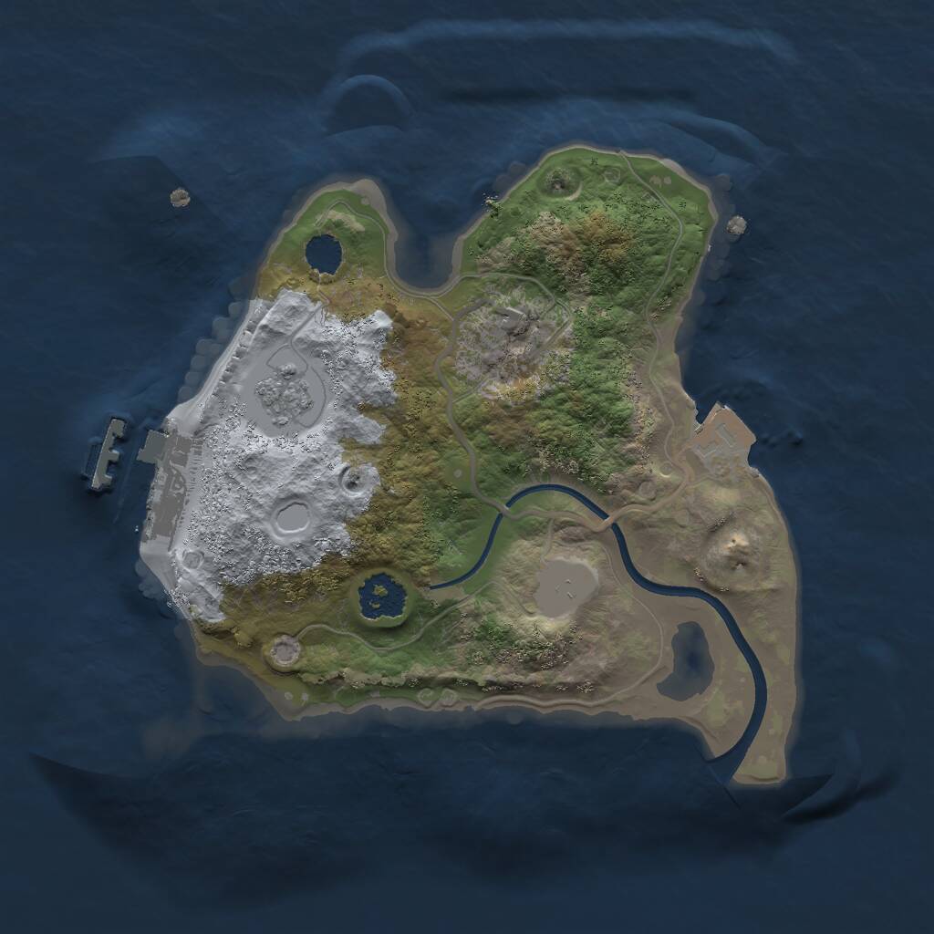 Rust Map: Procedural Map, Size: 2000, Seed: 1664034543, 3 Monuments