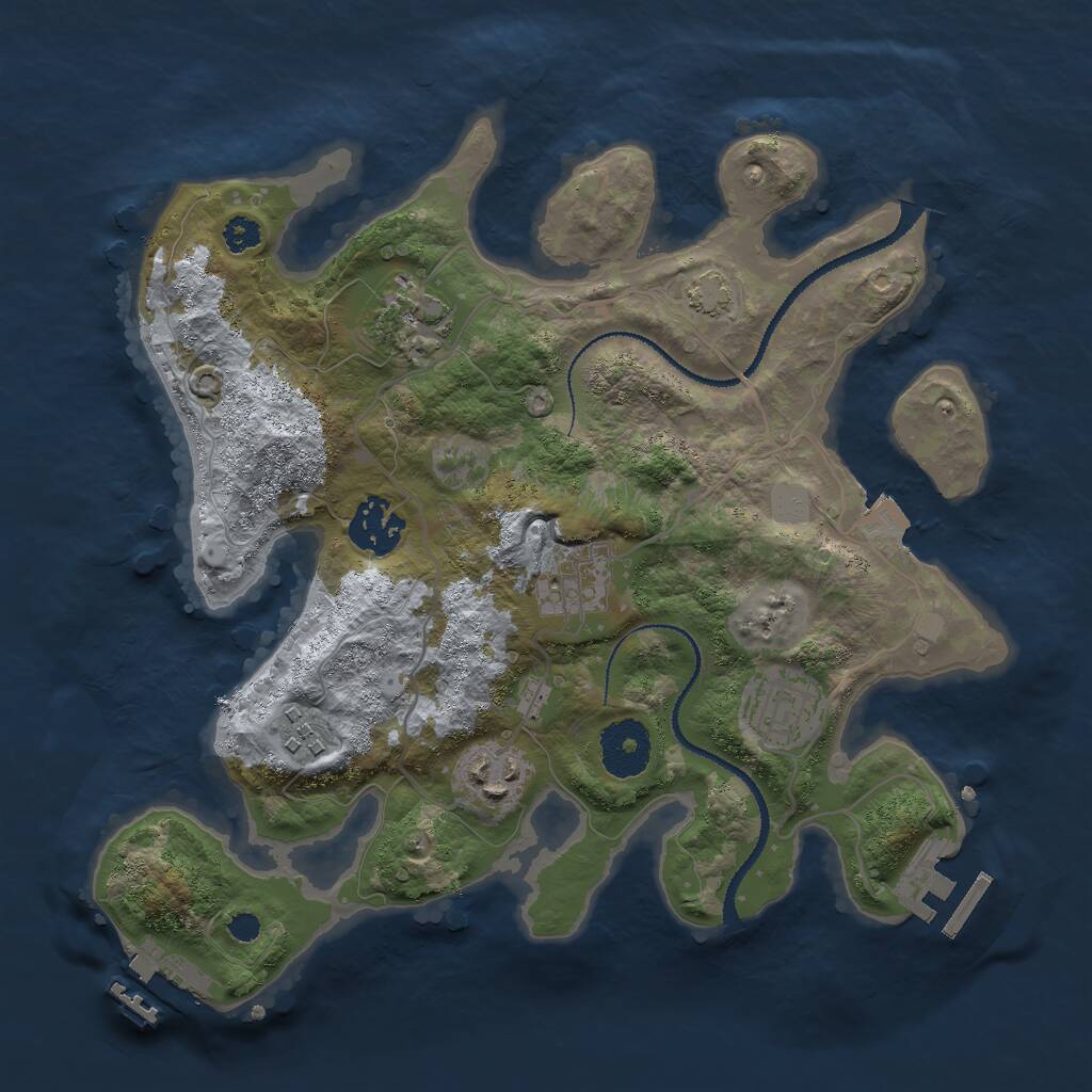 Rust Map: Procedural Map, Size: 3000, Seed: 457548234, 10 Monuments
