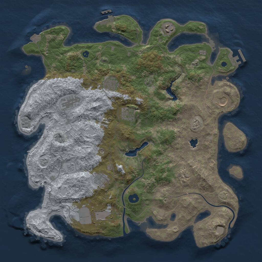 Rust Map: Procedural Map, Size: 4000, Seed: 1291481257, 15 Monuments