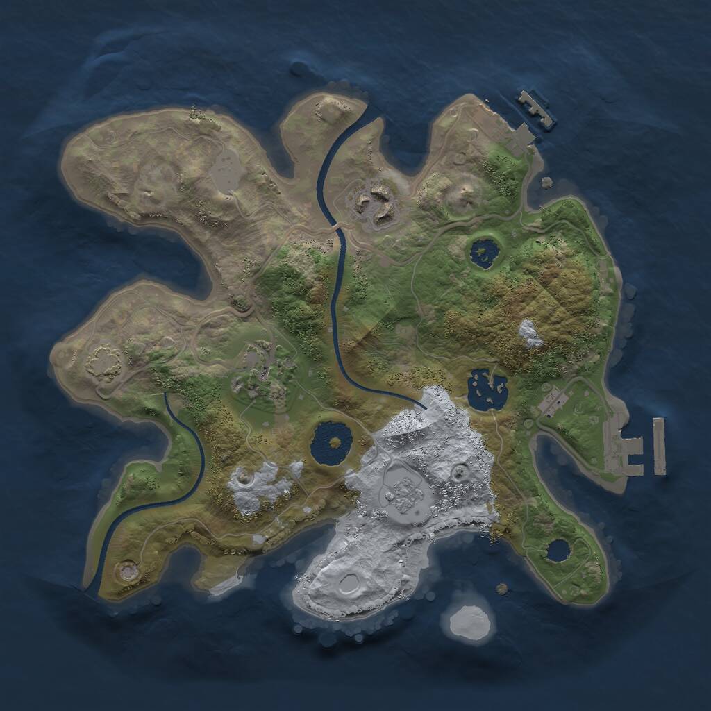 Rust Map: Procedural Map, Size: 2500, Seed: 46535, 8 Monuments