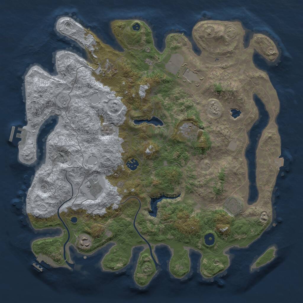 Rust Map: Procedural Map, Size: 4000, Seed: 412469420, 14 Monuments
