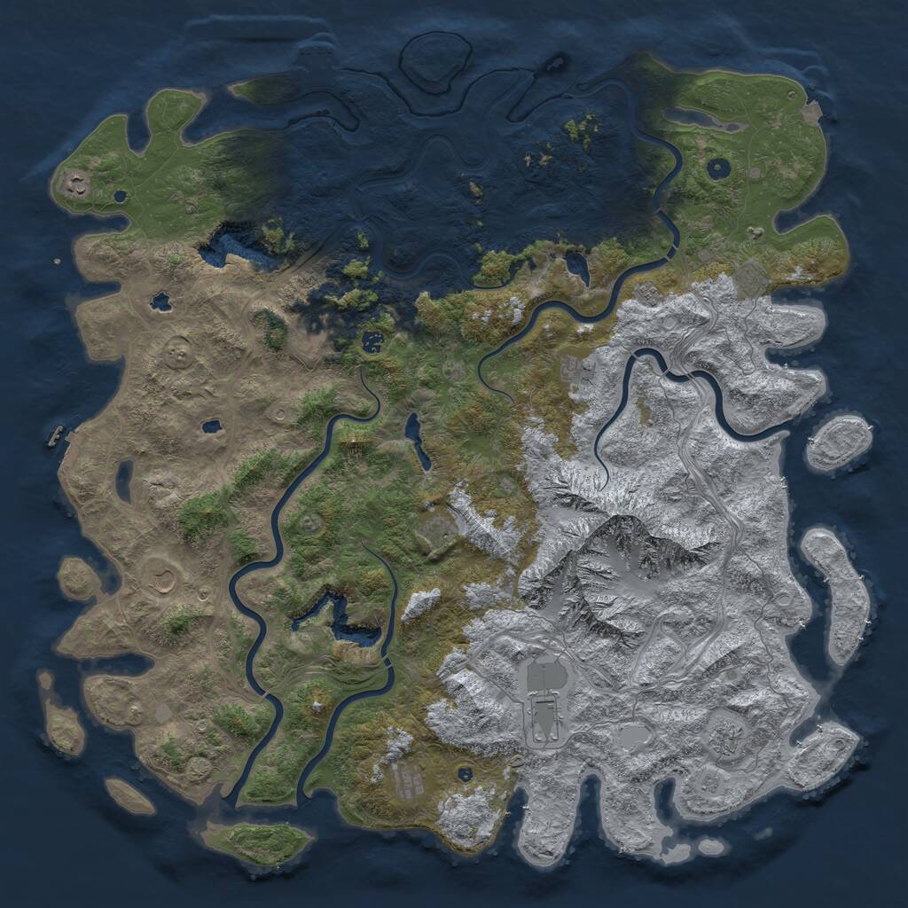 Rust Map: Procedural Map, Size: 6000, Seed: 1142185715, 17 Monuments