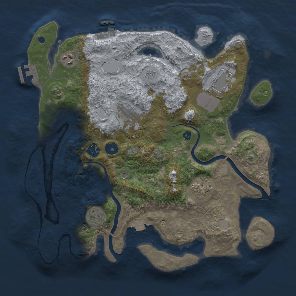 Rust Map: Procedural Map, Size: 3500, Seed: 871716013, 12 Monuments