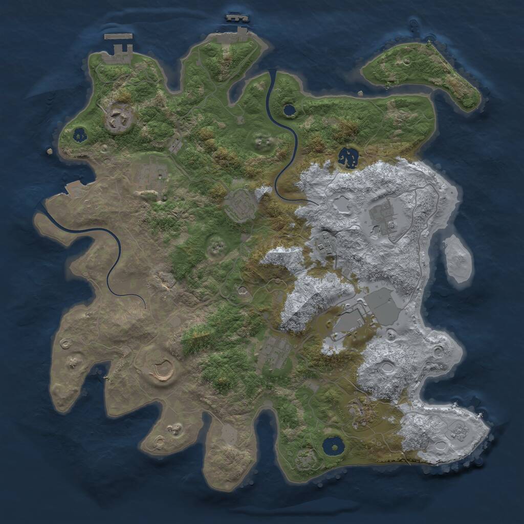 Rust Map: Procedural Map, Size: 3750, Seed: 680778469, 16 Monuments