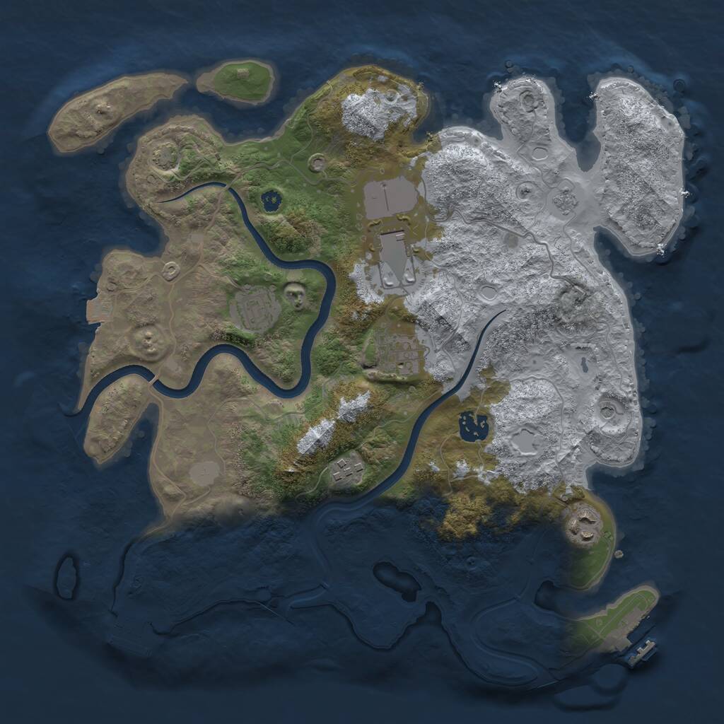 Rust Map: Procedural Map, Size: 3500, Seed: 55360, 12 Monuments