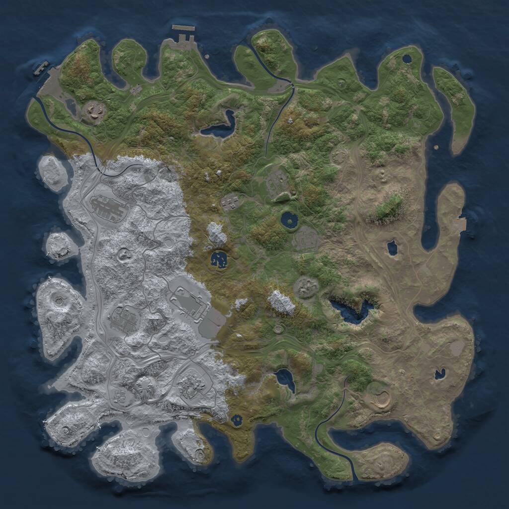 Rust Map: Procedural Map, Size: 4500, Seed: 9475833, 16 Monuments