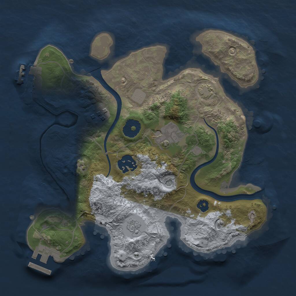 Rust Map: Procedural Map, Size: 2500, Seed: 13012, 9 Monuments