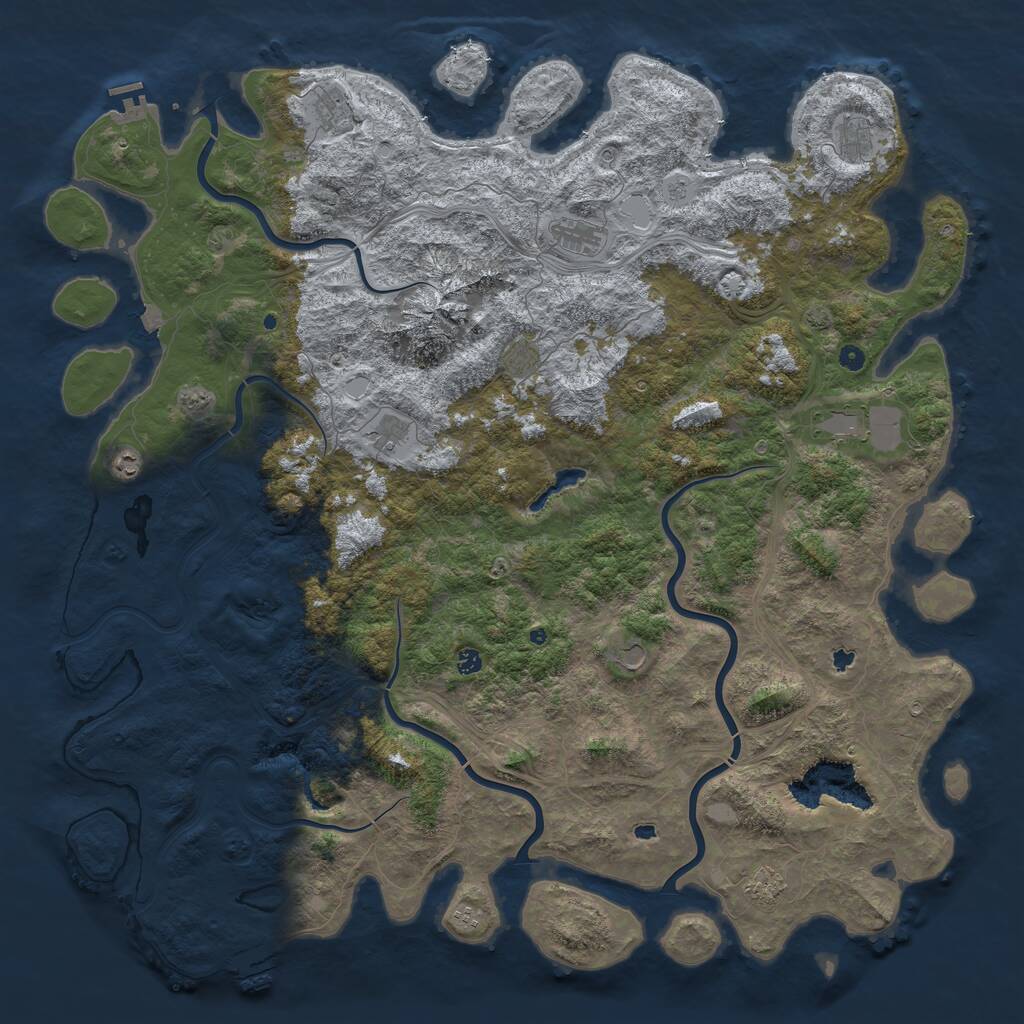 Rust Map: Procedural Map, Size: 6000, Seed: 37882, 17 Monuments