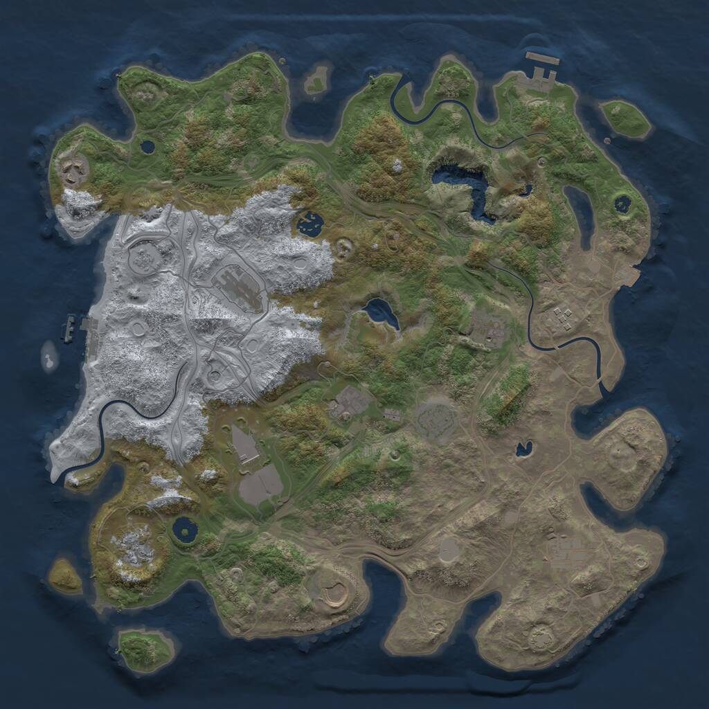 Rust Map: Procedural Map, Size: 4250, Seed: 1192917161, 17 Monuments