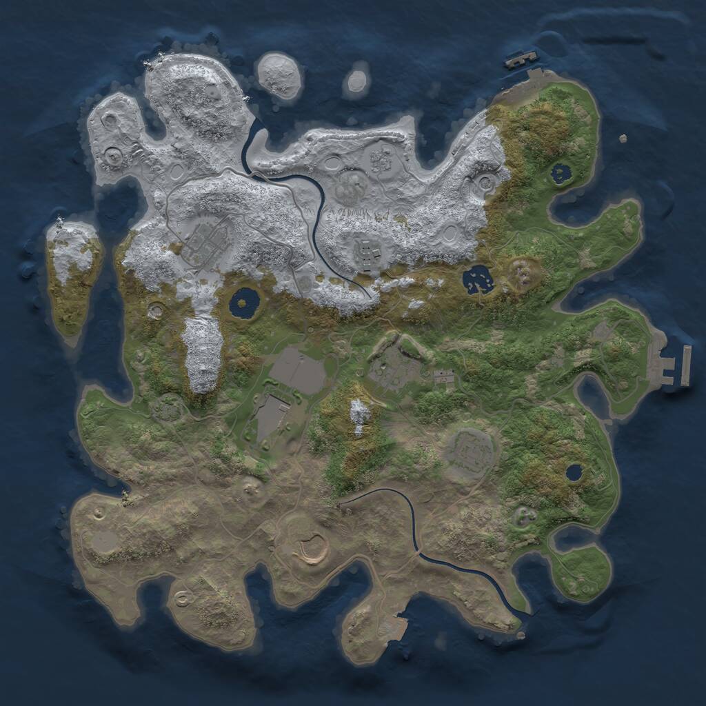 Rust Map: Procedural Map, Size: 3500, Seed: 1507660496, 13 Monuments