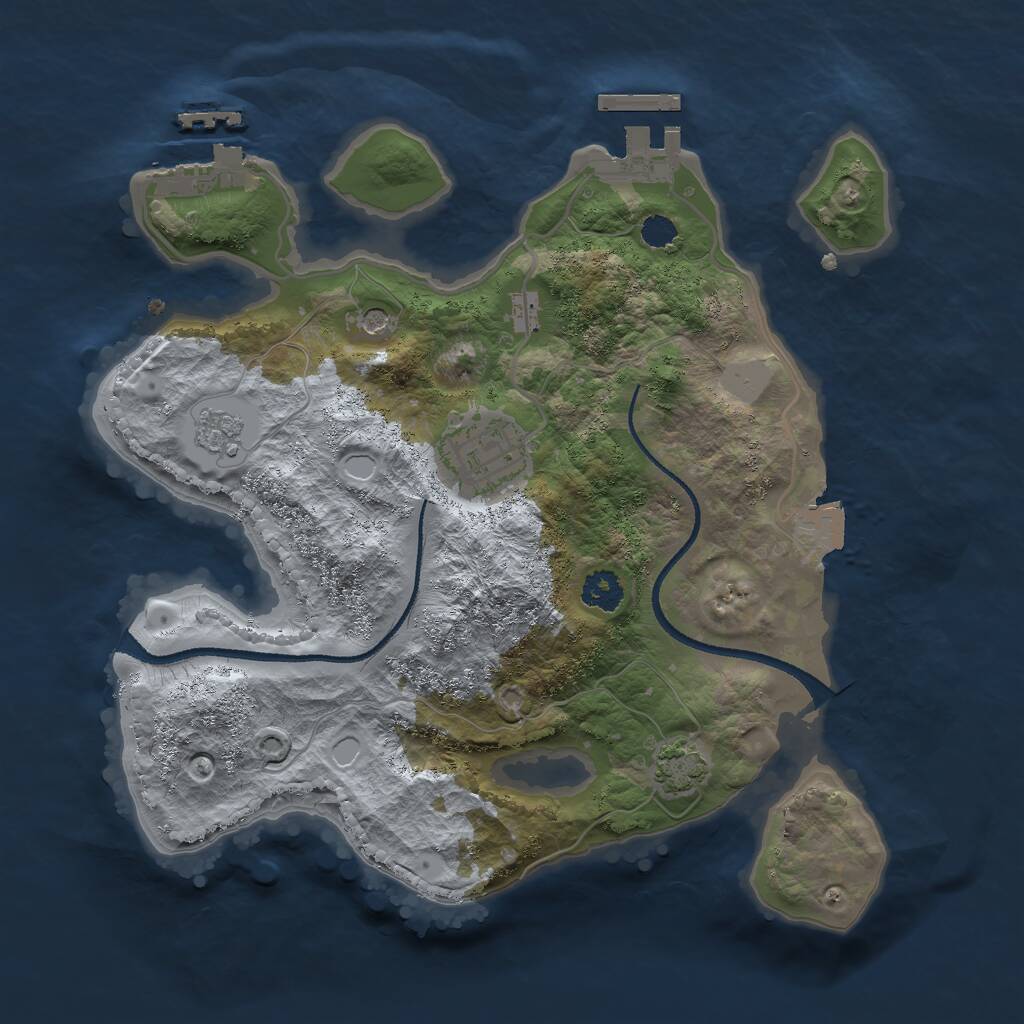 Rust Map: Procedural Map, Size: 2500, Seed: 159487263, 7 Monuments