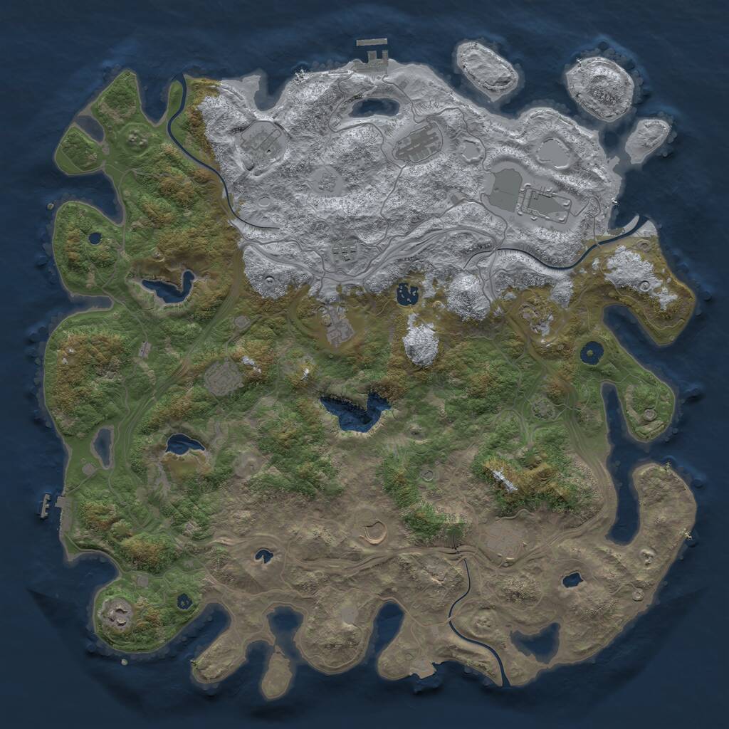 Rust Map: Procedural Map, Size: 4750, Seed: 966601114, 17 Monuments