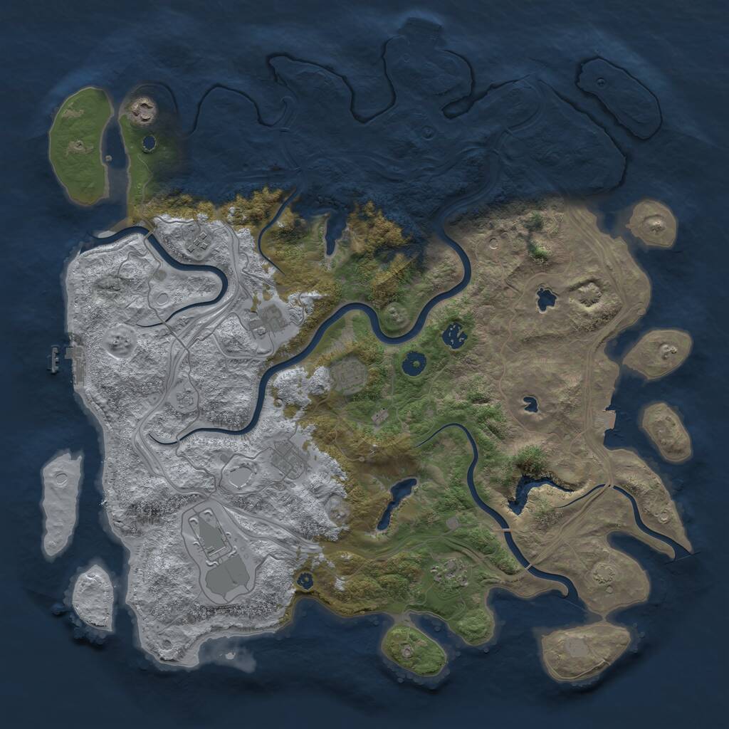 Rust Map: Procedural Map, Size: 4550, Seed: 779699744, 14 Monuments