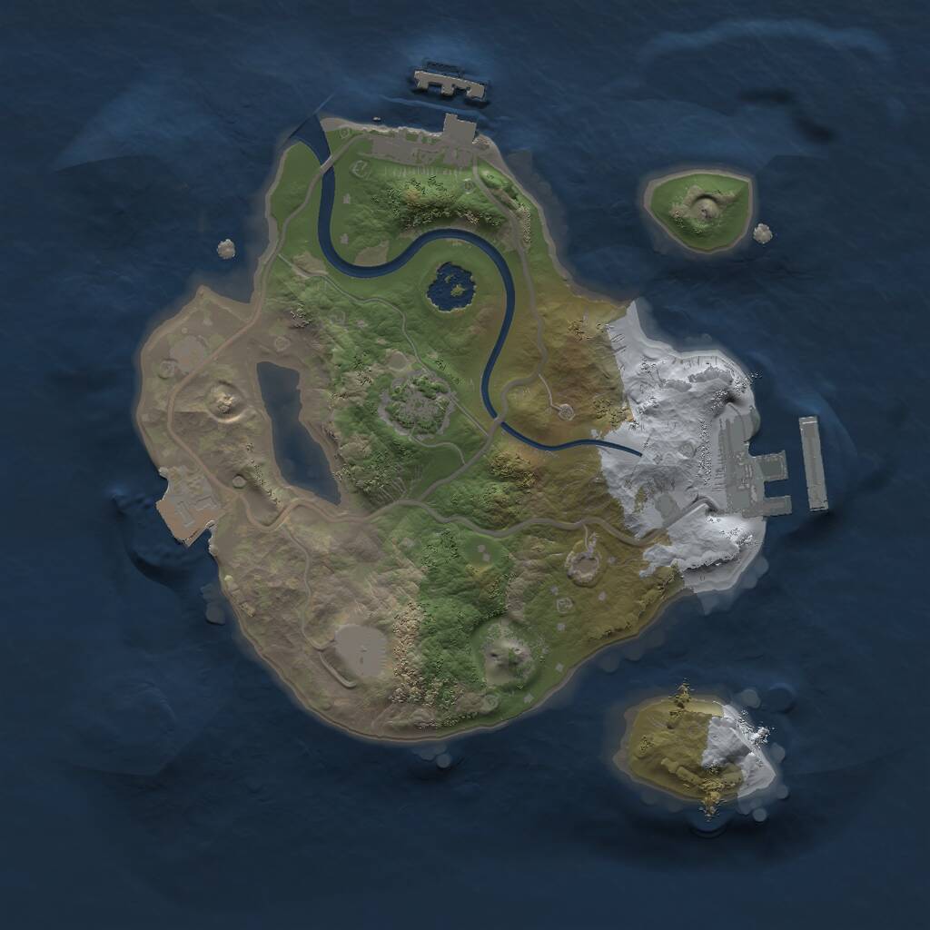 Rust Map: Procedural Map, Size: 2000, Seed: 366769497, 4 Monuments