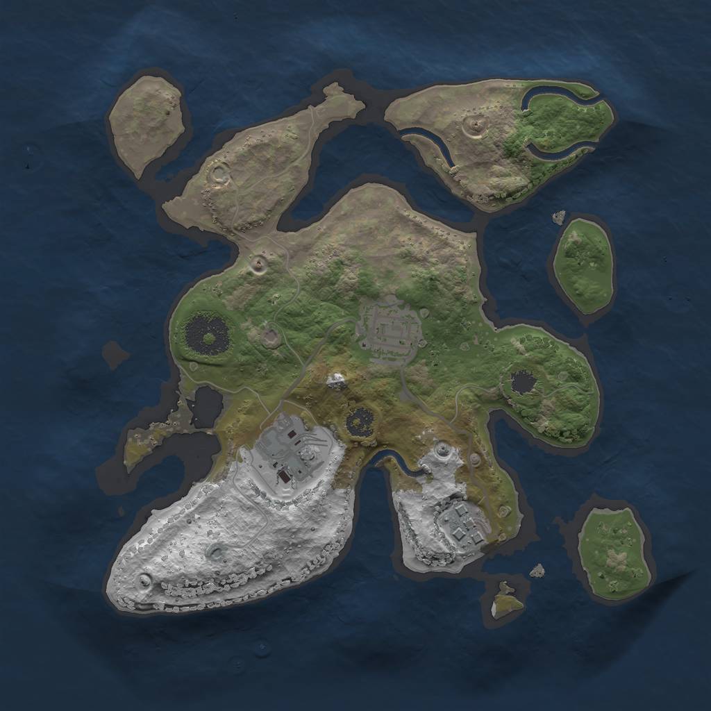 Rust Map: Procedural Map, Size: 2500, Seed: 310393697, 5 Monuments