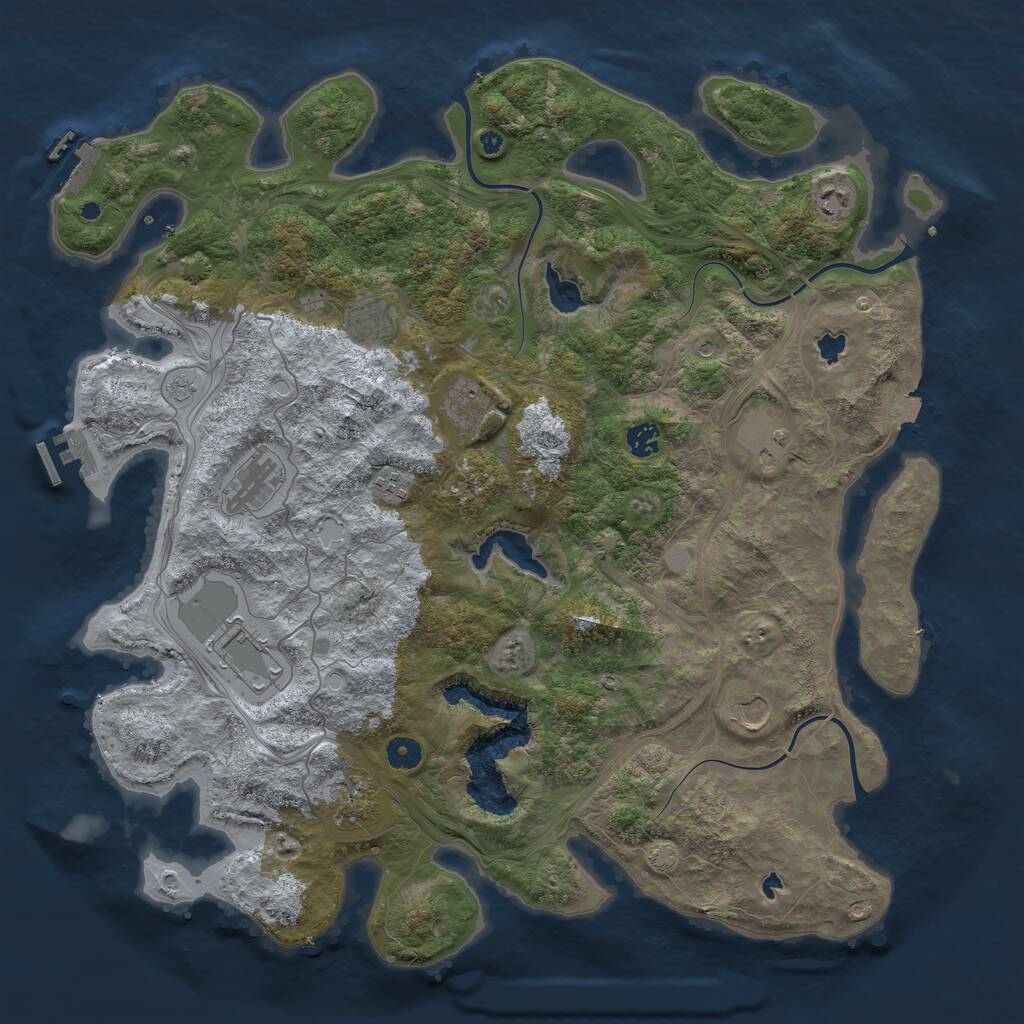 Rust Map: Procedural Map, Size: 4550, Seed: 1323274388, 16 Monuments