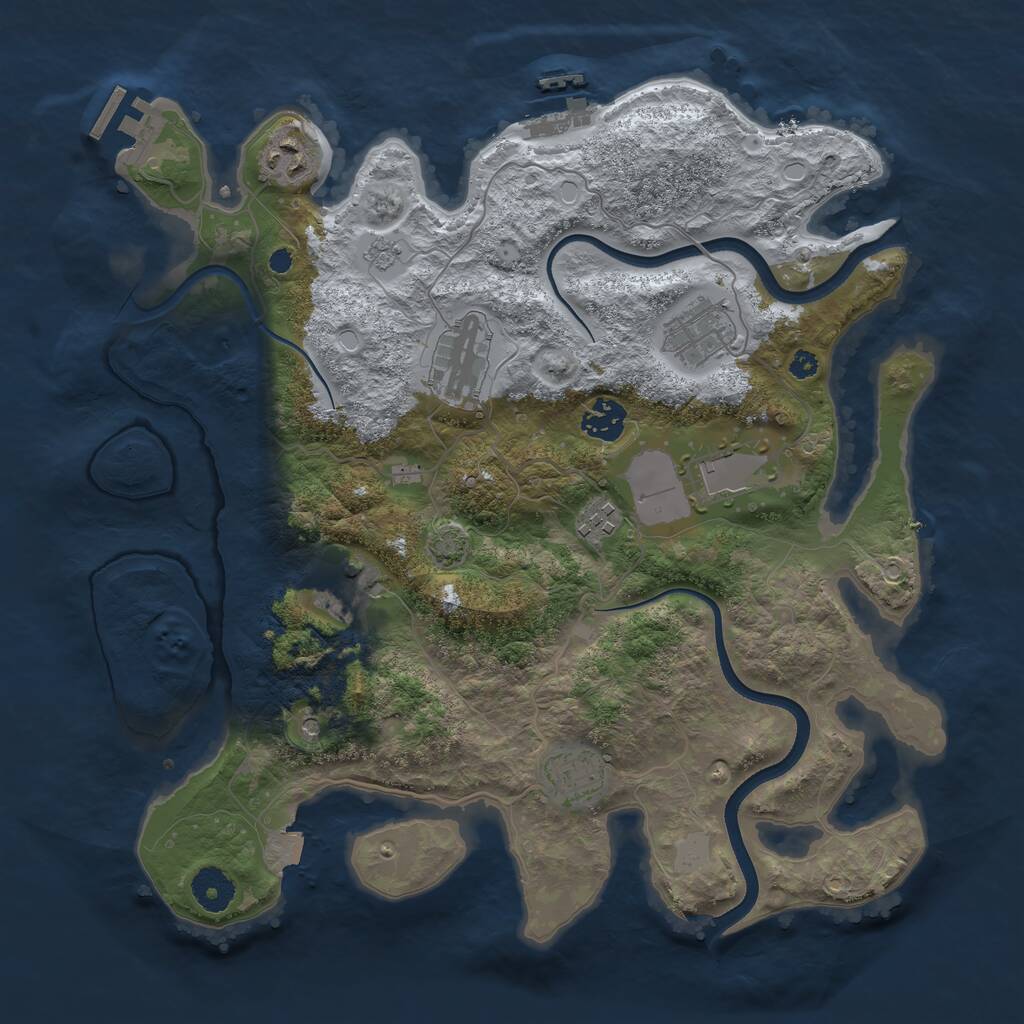 Rust Map: Procedural Map, Size: 3600, Seed: 697088, 14 Monuments
