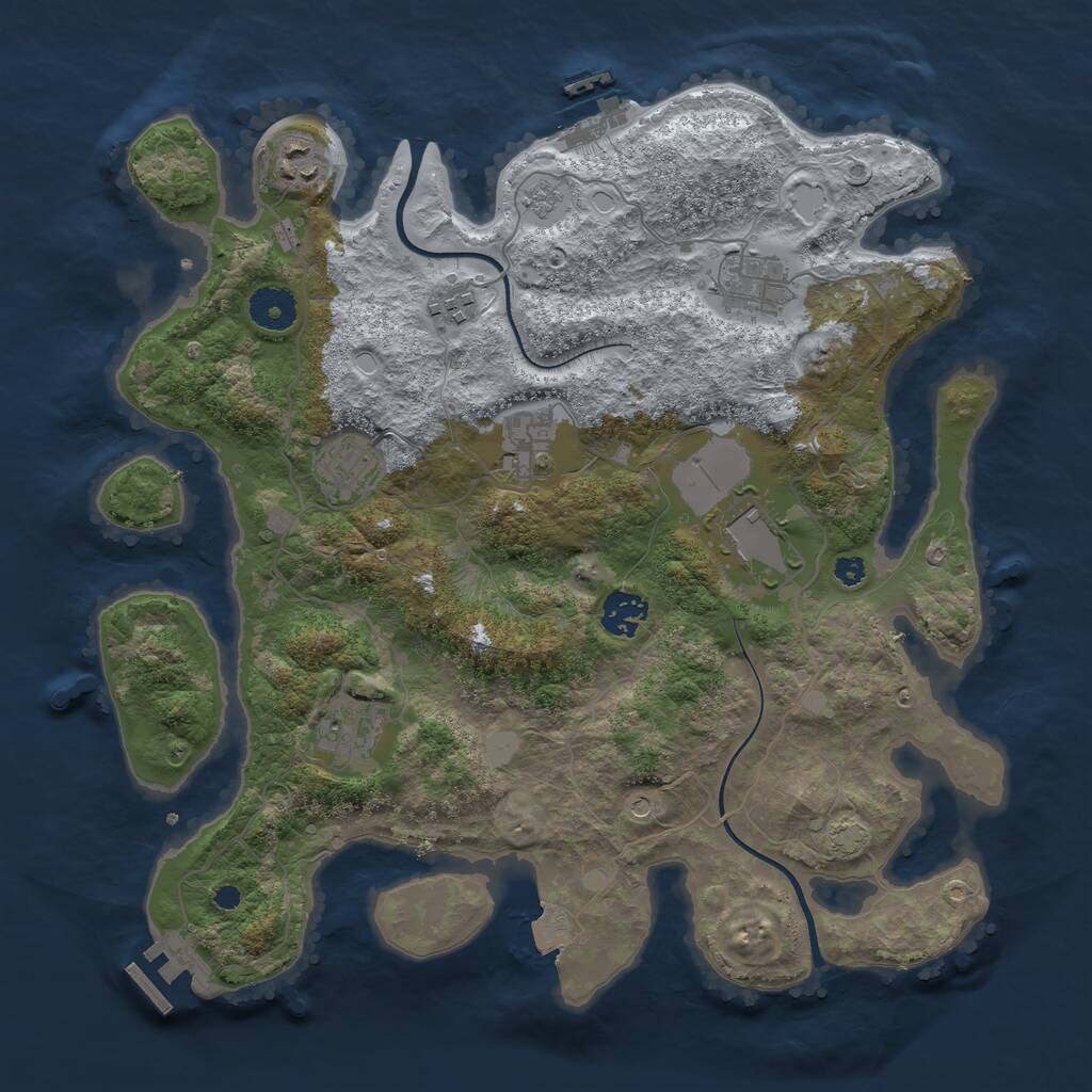 Rust Map: Procedural Map, Size: 3600, Seed: 697088, 14 Monuments