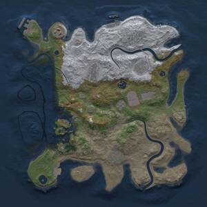 Thumbnail Rust Map: Procedural Map, Size: 3600, Seed: 697088, 14 Monuments