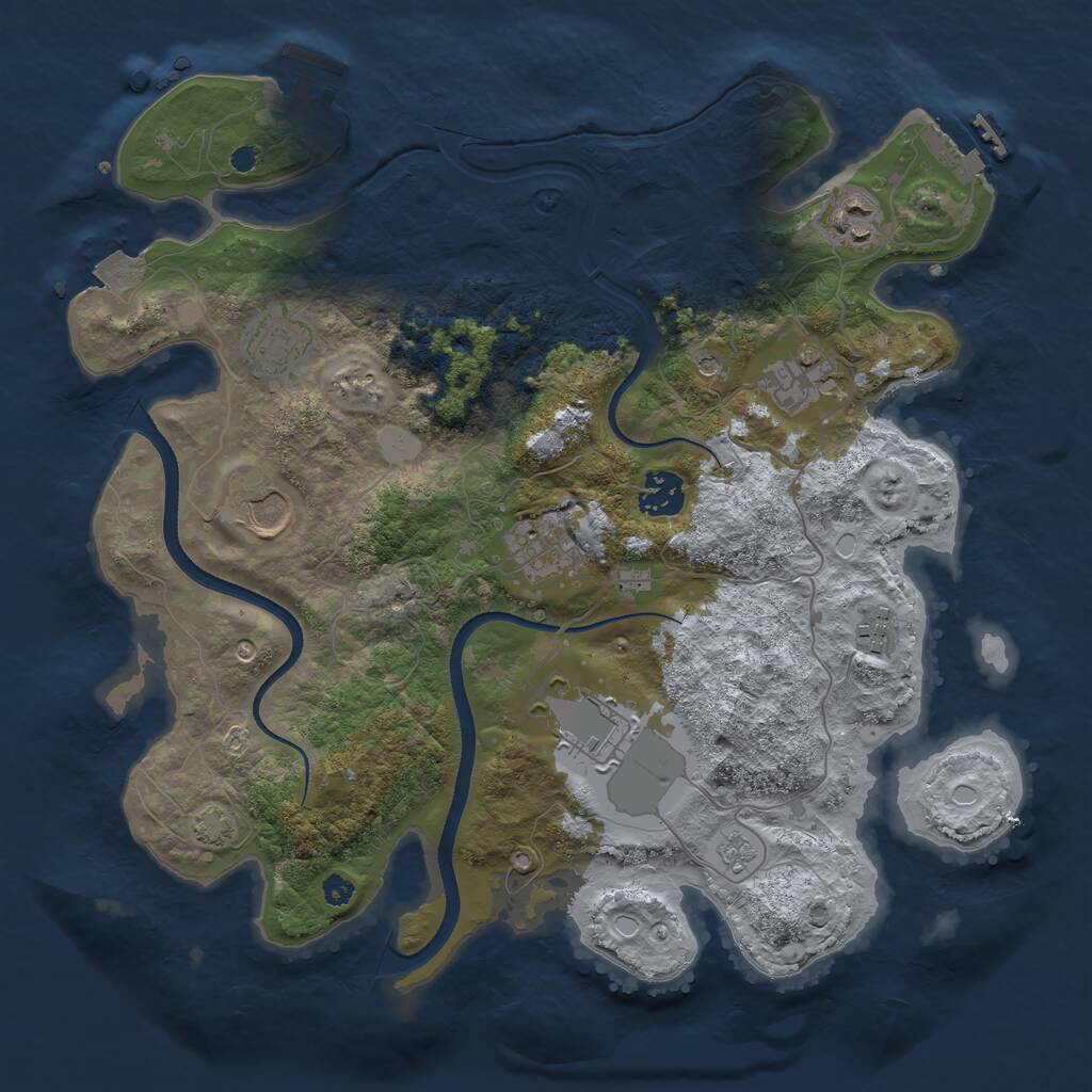 Rust Map: Procedural Map, Size: 3500, Seed: 1470260641, 14 Monuments