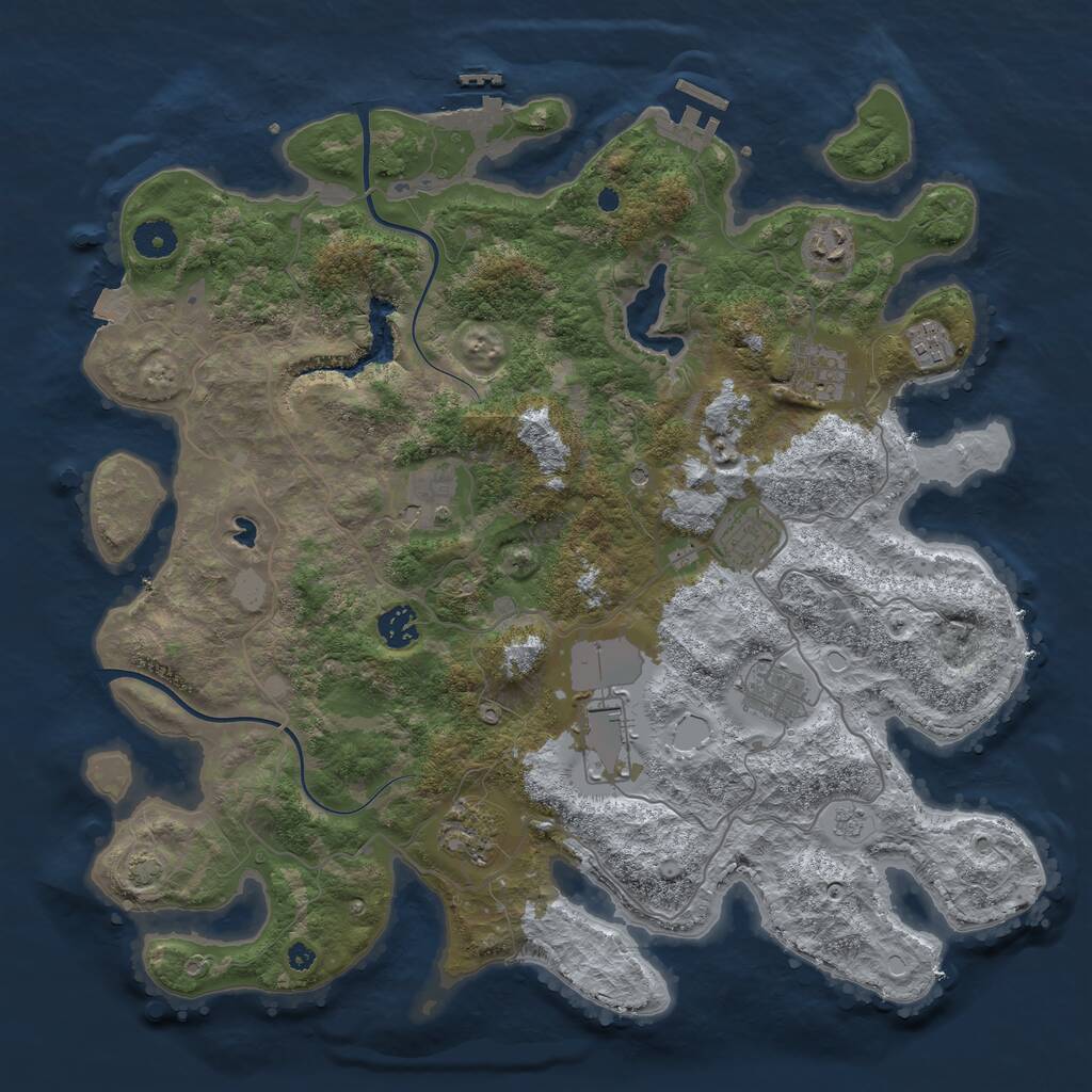 Rust Map: Procedural Map, Size: 4000, Seed: 1851804665, 15 Monuments