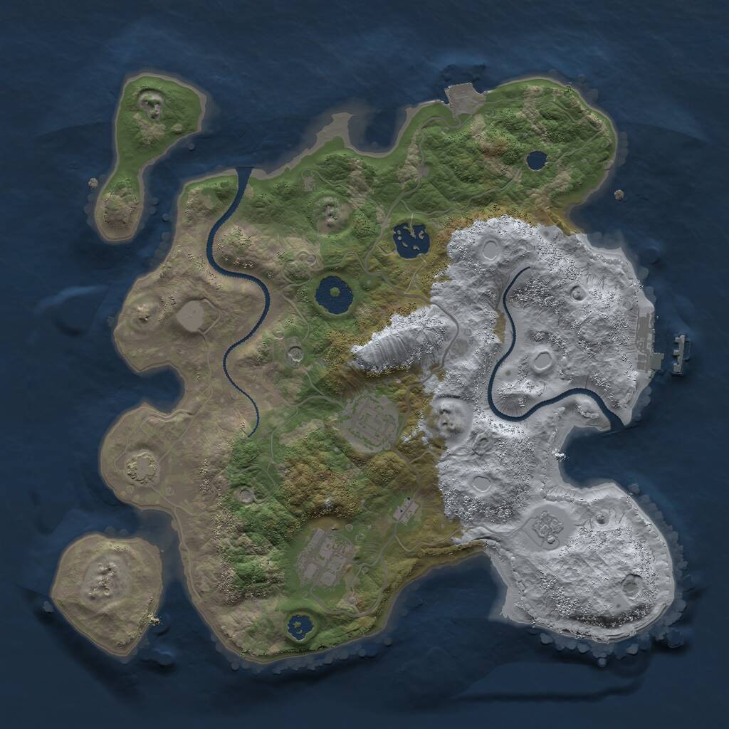 Rust Map: Procedural Map, Size: 3000, Seed: 1021, 8 Monuments