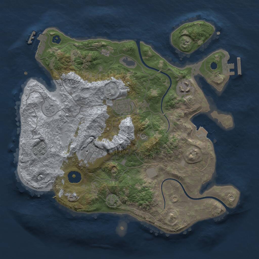 Rust Map: Procedural Map, Size: 3000, Seed: 129891037, 10 Monuments