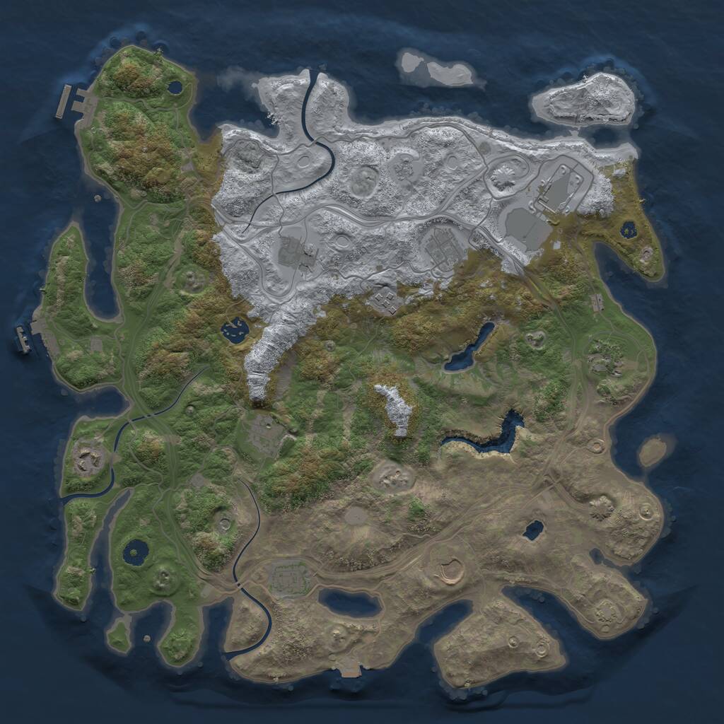 Rust Map: Procedural Map, Size: 4250, Seed: 1036129540, 16 Monuments