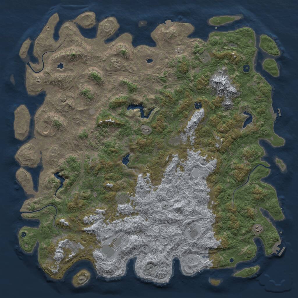 Rust Map: Procedural Map, Size: 6000, Seed: 54618, 17 Monuments