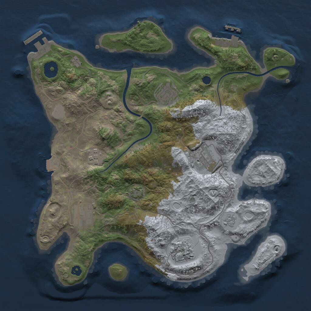 Rust Map: Procedural Map, Size: 3000, Seed: 1974103254, 10 Monuments