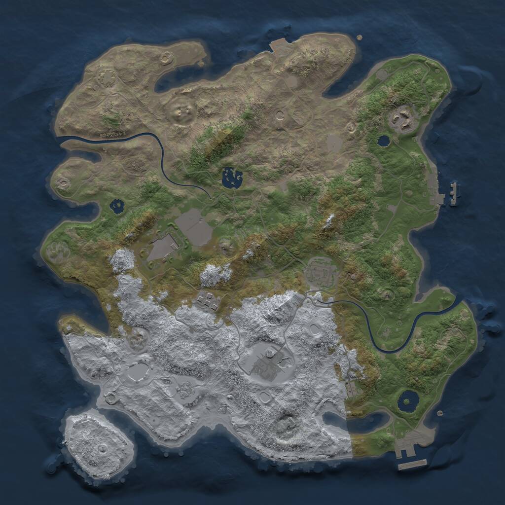 Rust Map: Procedural Map, Size: 3500, Seed: 684783785, 12 Monuments