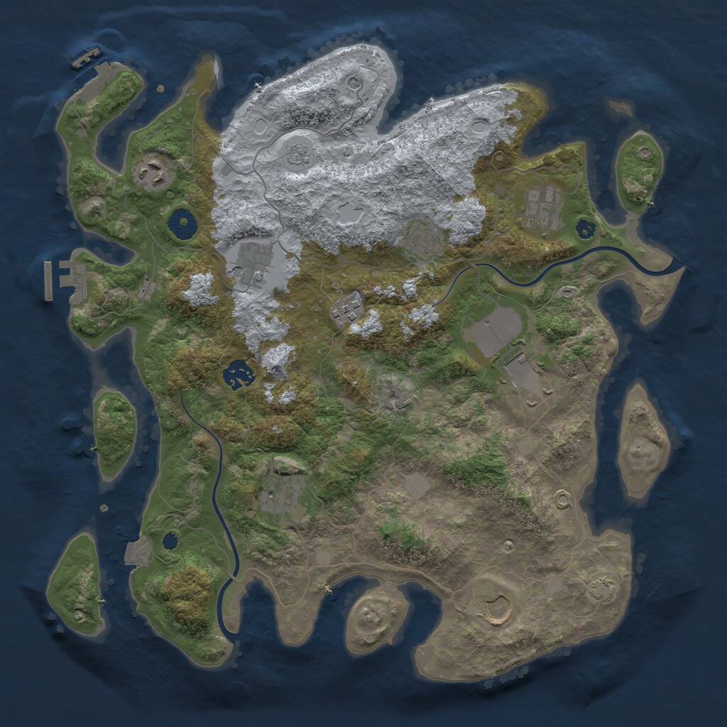 Rust Map: Procedural Map, Size: 3700, Seed: 1916112161, 15 Monuments