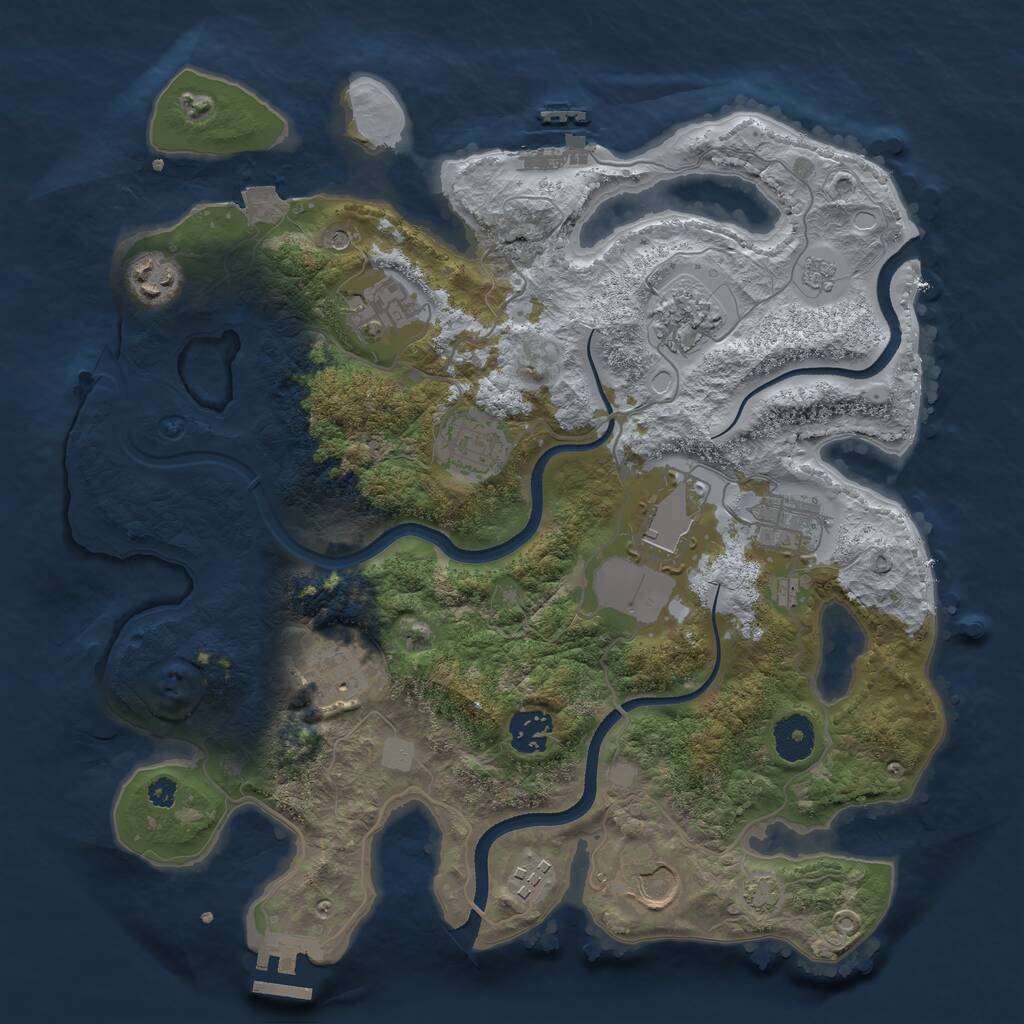 Rust Map: Procedural Map, Size: 3500, Seed: 906552284, 16 Monuments