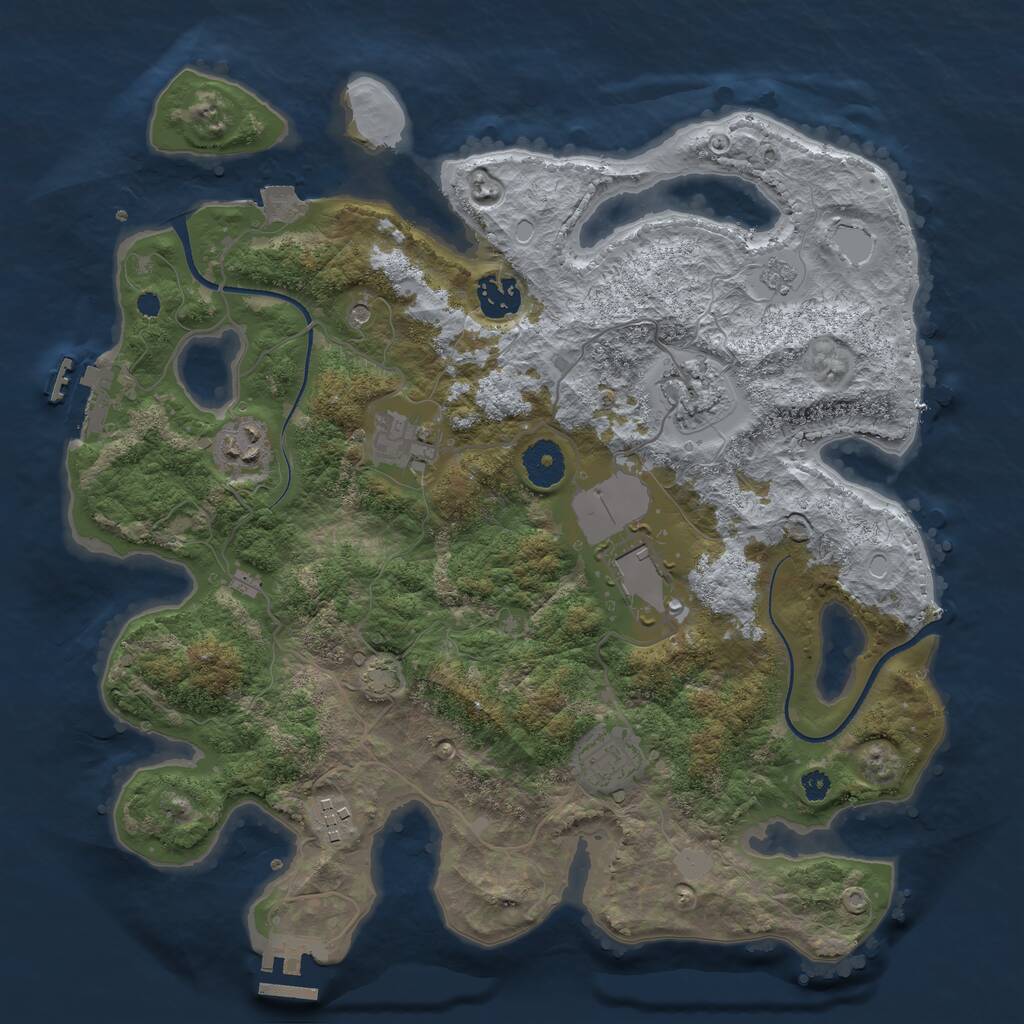 Rust Map: Procedural Map, Size: 3500, Seed: 906552284, 13 Monuments