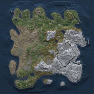 Thumbnail Rust Map: Procedural Map, Size: 3500, Seed: 3543, 13 Monuments