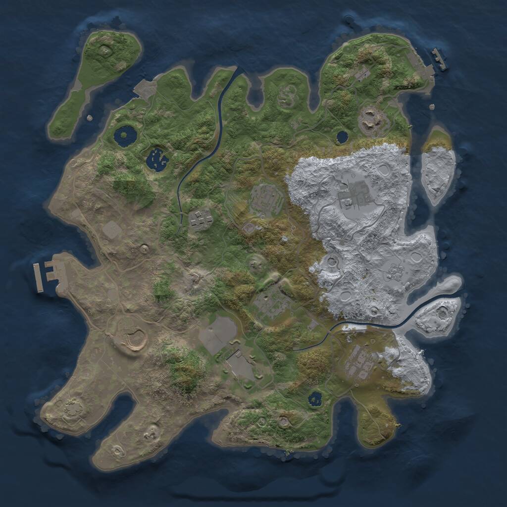 Rust Map: Procedural Map, Size: 3500, Seed: 823811783, 15 Monuments